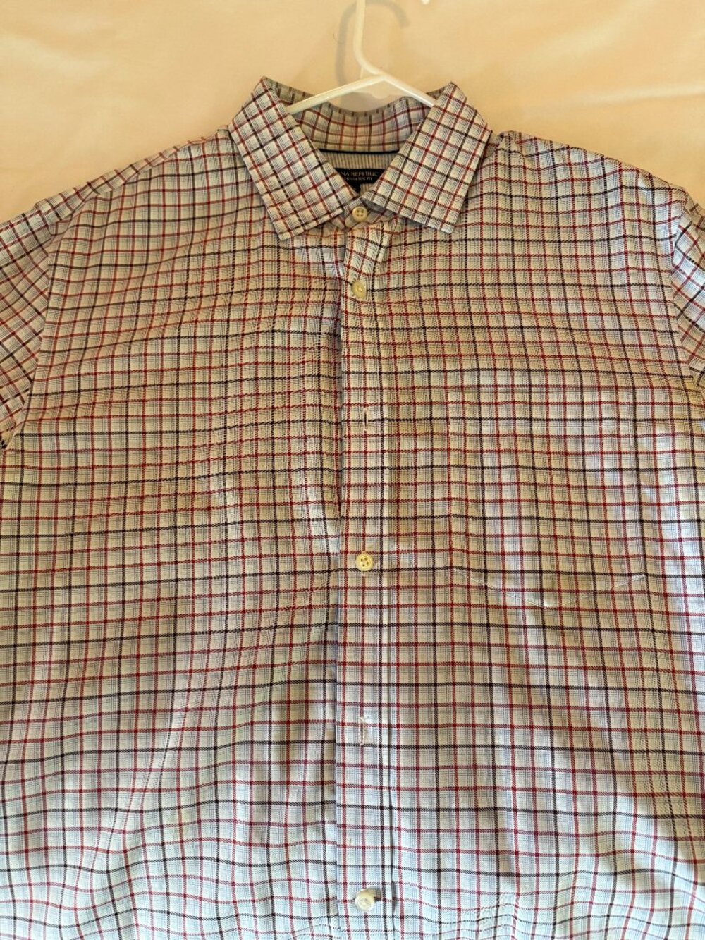 Banana Republic Plaid Shirt Navy Red | Men's Size L